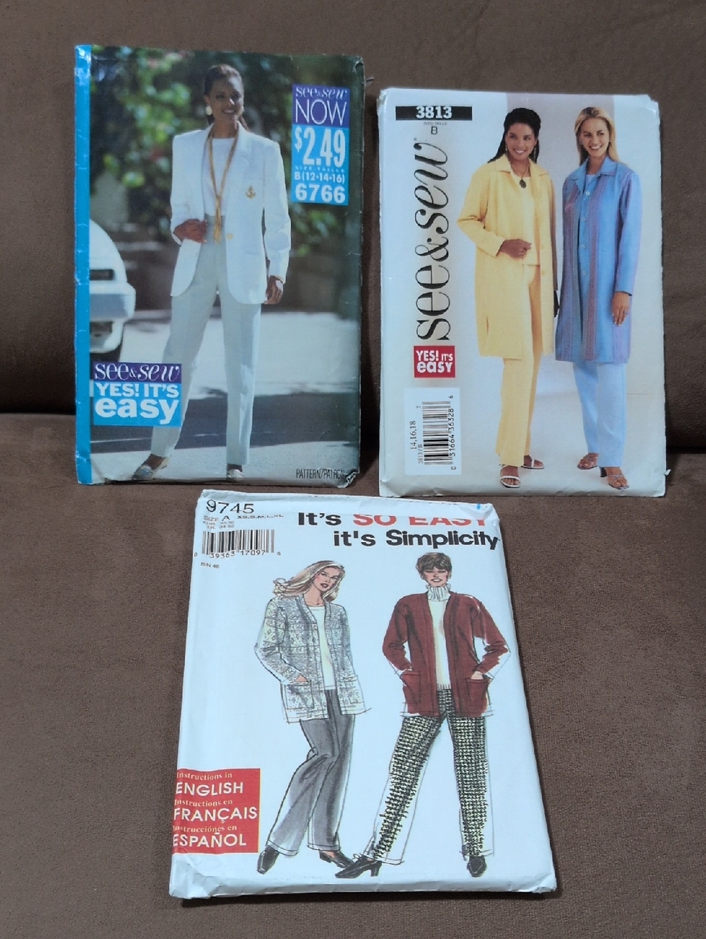 Vintage Women's Lot of 3 Unfolded Sewing Patterns Separates Sizes XS-XL